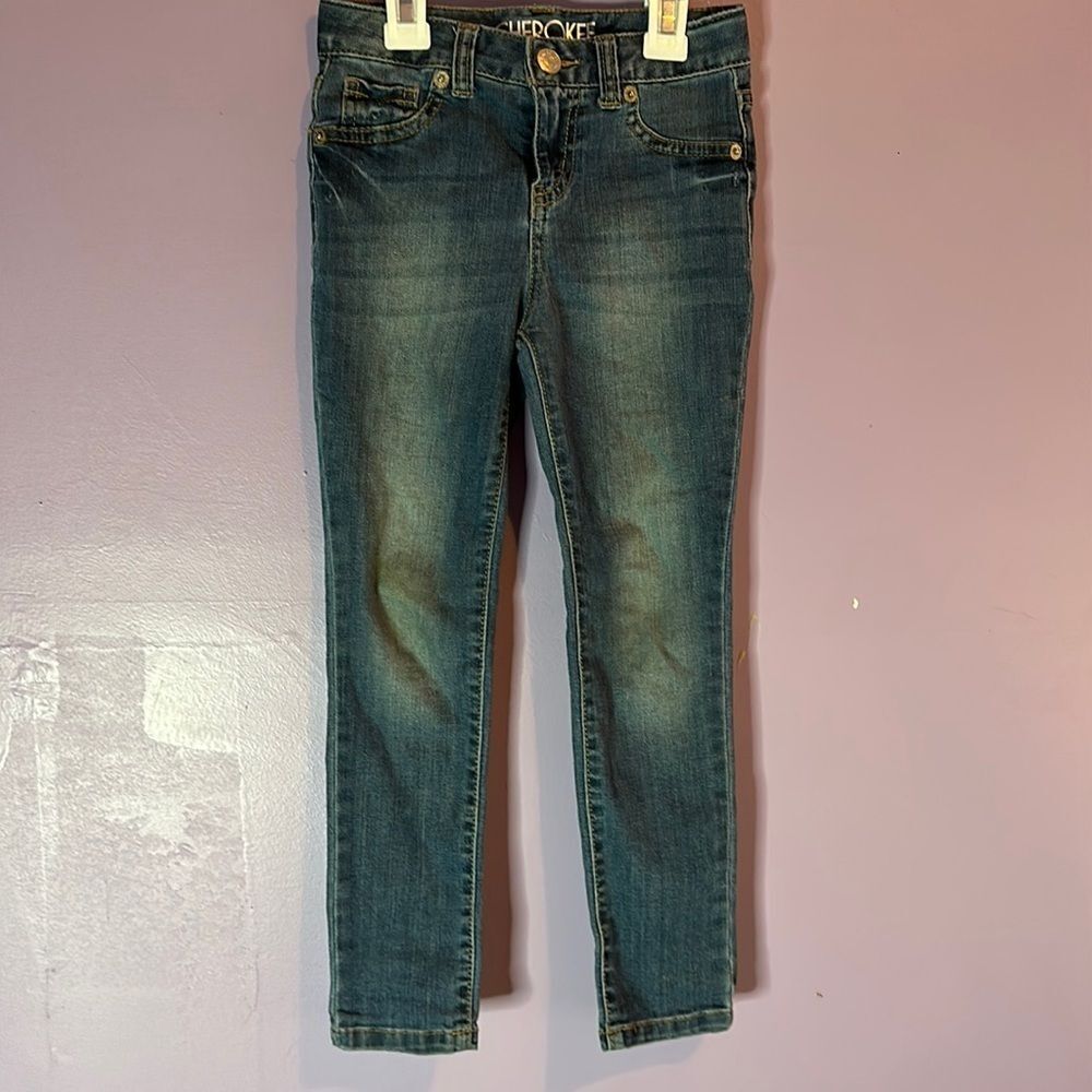 Cherokee Girls 5 Blue Super Skinny Fit Jeans Adjustable Waist Casual Denim